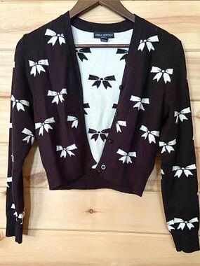 Urban Heritage Croquet Bow Button Down Cardigan Sweater Runs Small-Soft NWOT